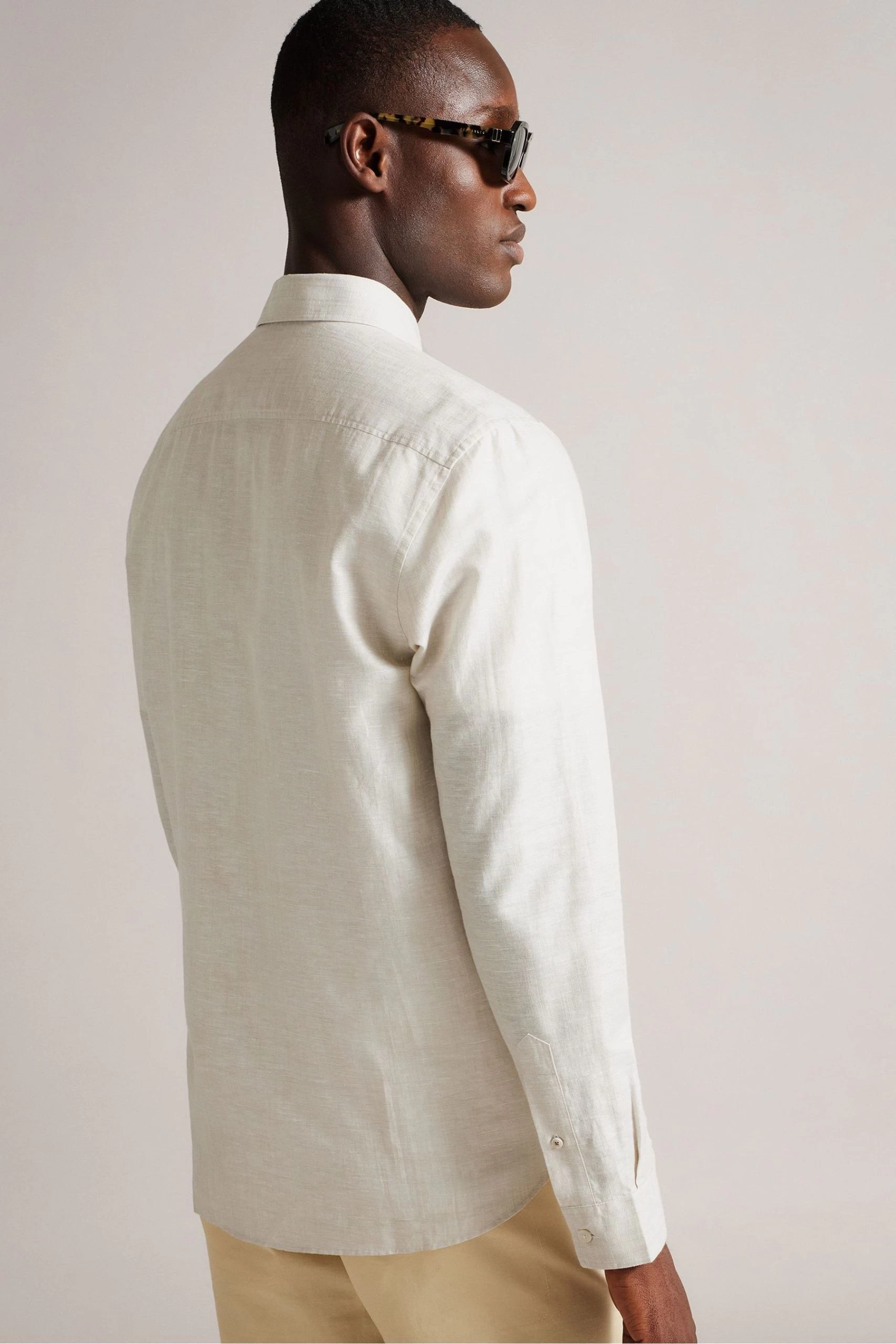 Ted Baker Cream Kingwel Long Sleeve Linen Shirt 4 Ted Baker Cream Kingwel Long Sleeve Linen Shirt - Image 2