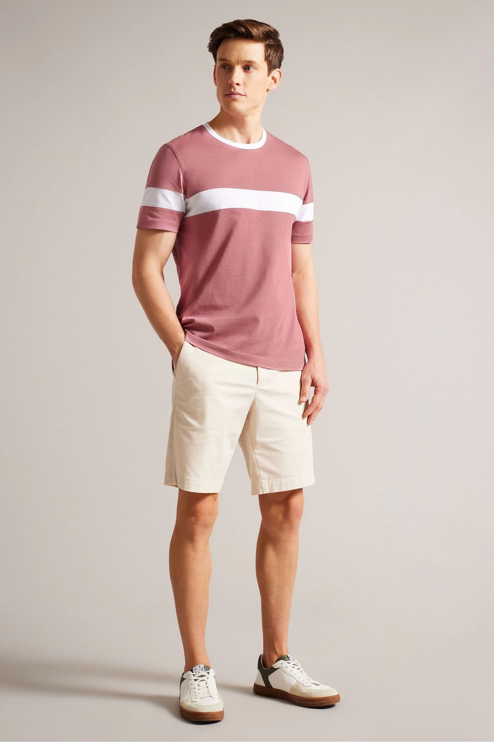 Ted Baker Pink Trez Short Sleeved Regular ColourBlock T-Shirt 5 Ted Baker Pink Trez Short Sleeved Regular ColourBlock T-Shirt - Image 3