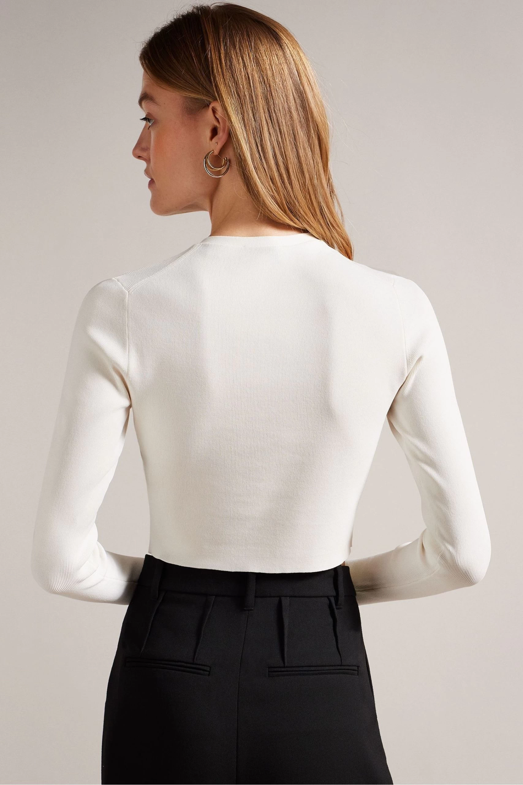 Ted Baker Camilda White Rayon Cropped White Cardigan 4 Ted Baker Camilda White Rayon Cropped White Cardigan - Image 2