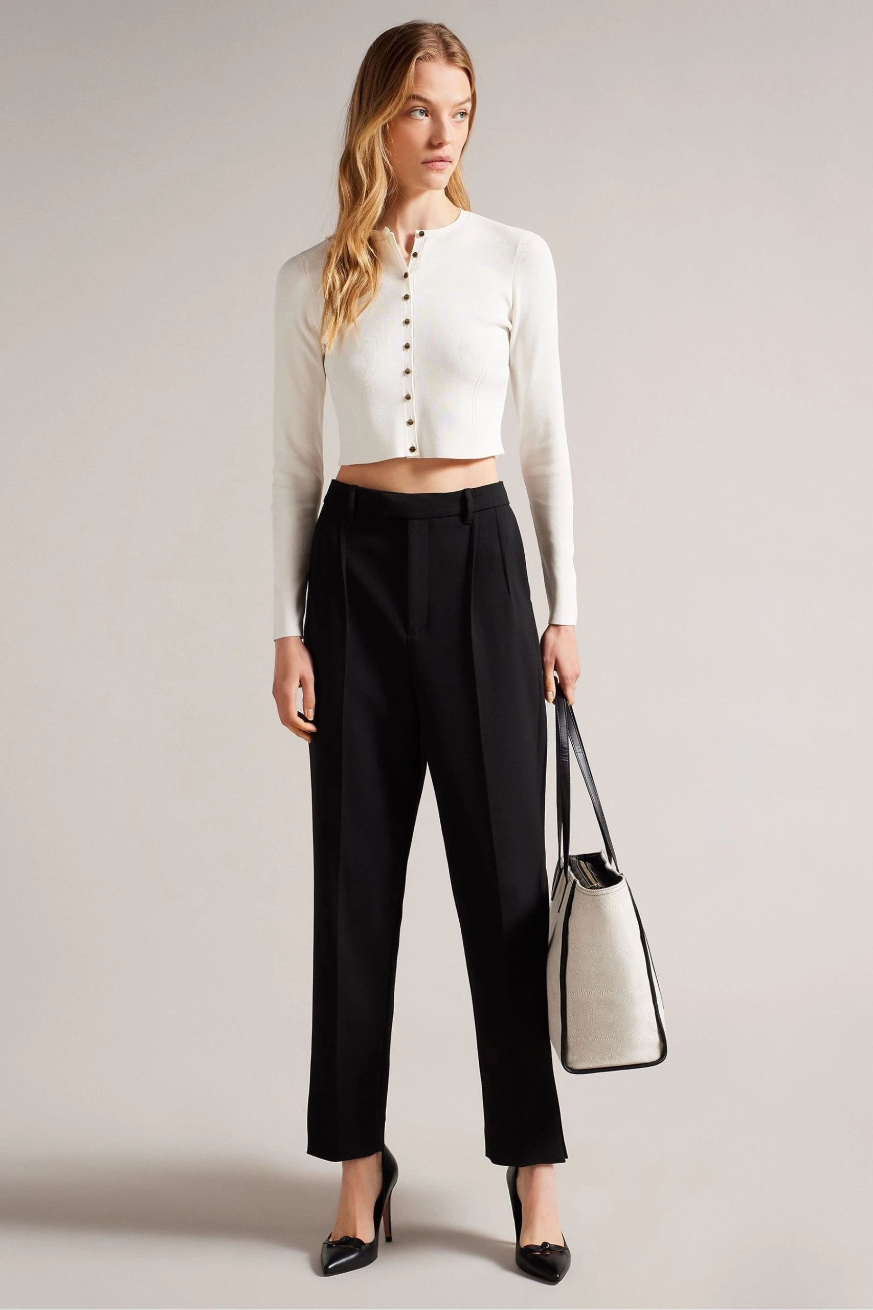 Ted Baker Camilda White Rayon Cropped White Cardigan 5 Ted Baker Camilda White Rayon Cropped White Cardigan - Image 3