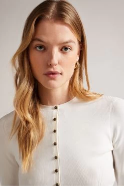 Ted Baker Camilda White Rayon Cropped White Cardigan 10 Ted Baker Camilda White Rayon Cropped White Cardigan -Ted Baker Shop 112918s4