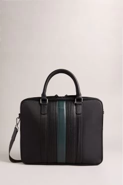 Ted Baker Rooky Black Core Twill Pu Striped Document Bag