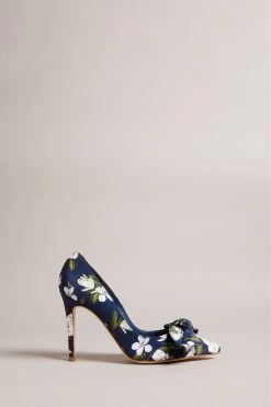Ted Baker Blue Hyra Printed Bow Court Heels