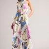 Ted Baker Maudee White Printed Halter Neck Jumpsuit 1 Ted Baker Maudee White Printed Halter Neck Jumpsuit -Ted Baker Shop 157 815s