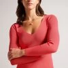 Ted Baker Pink Cileste Coral V-Neck Slim Fit Knit Top -Ted Baker Shop 162697s
