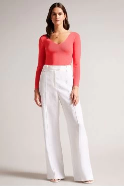 Ted Baker Pink Cileste Coral V-Neck Slim Fit Knit Top 11 Ted Baker Pink Cileste Coral V-Neck Slim Fit Knit Top -Ted Baker Shop 162697s3