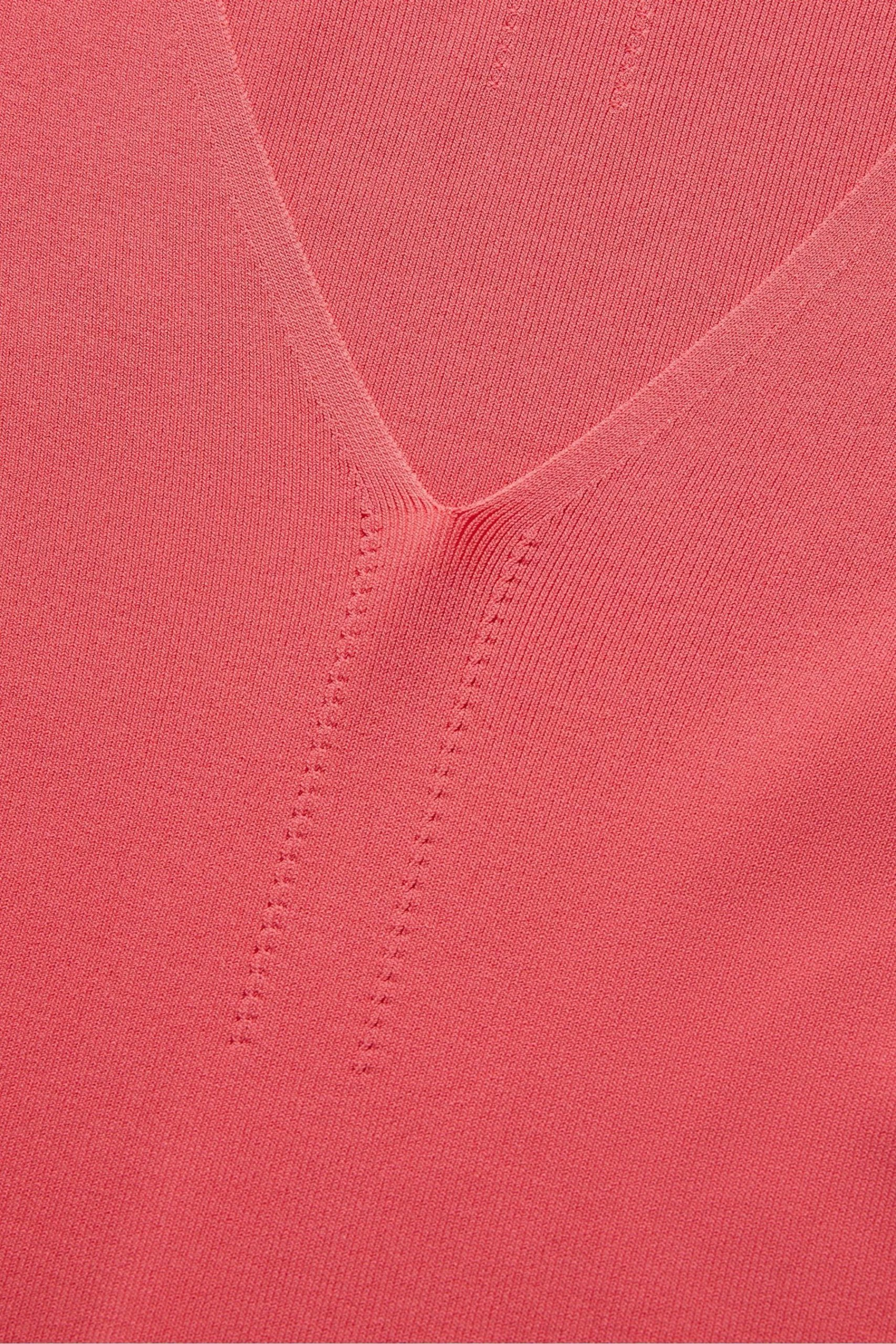 Ted Baker Pink Cileste Coral V-Neck Slim Fit Knit Top 8 Ted Baker Pink Cileste Coral V-Neck Slim Fit Knit Top - Image 6
