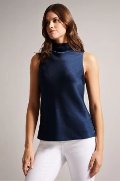 Ted Baker Blue Hildri Cowl Neck Sleeveless Top