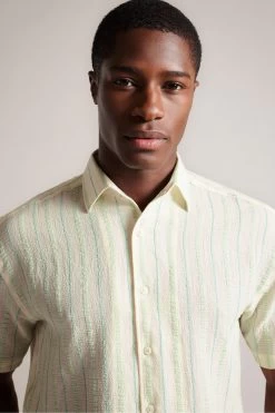 Ted Baker Green Hillma Short Sleeved Seersucker Stripe Shirt 10 Ted Baker Green Hillma Short Sleeved Seersucker Stripe Shirt -Ted Baker Shop 165159s4