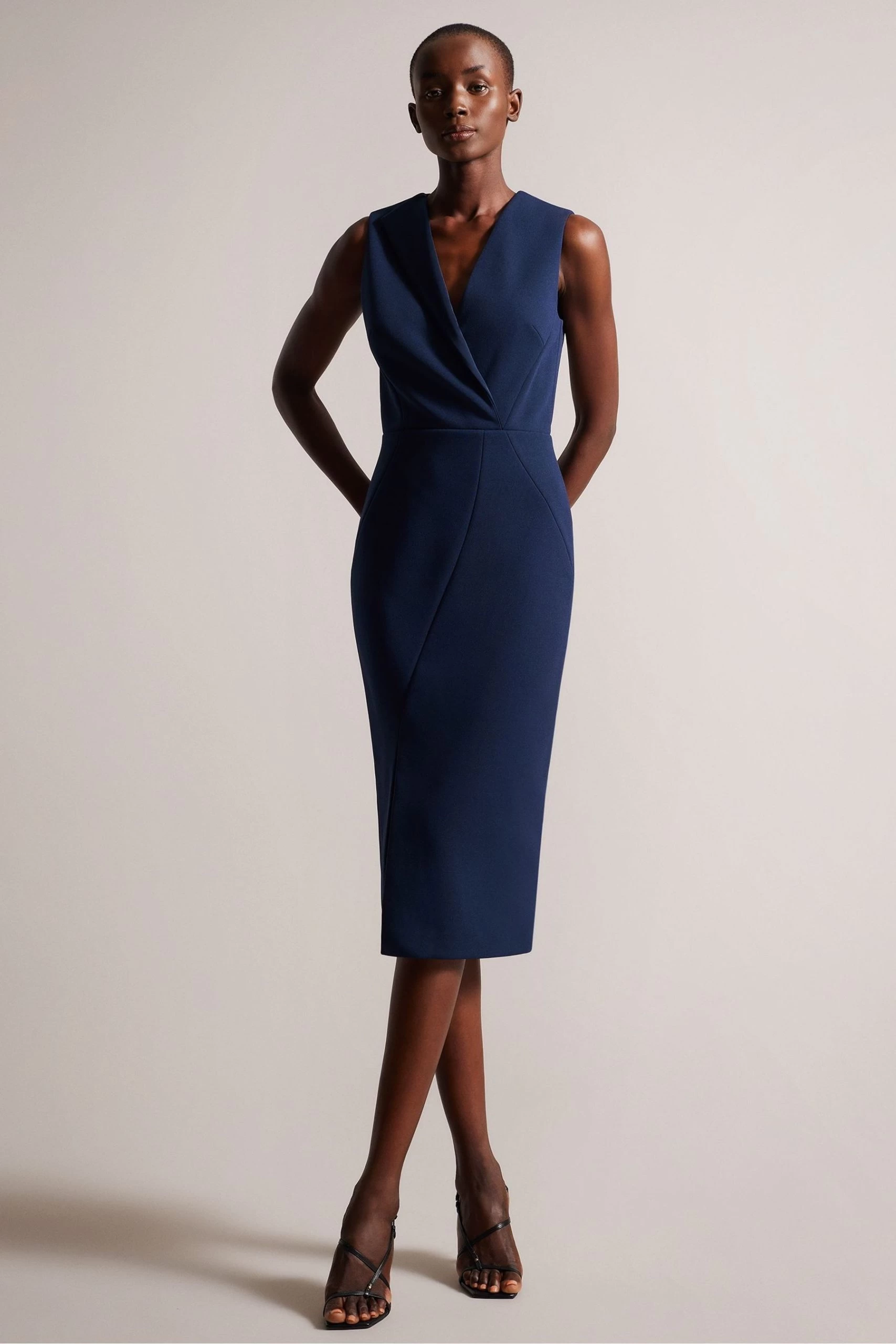 Ted Baker Navy Blue Tilolah Seam Detail Bodycon Dress 3 Ted Baker Navy Blue Tilolah Seam Detail Bodycon Dress
