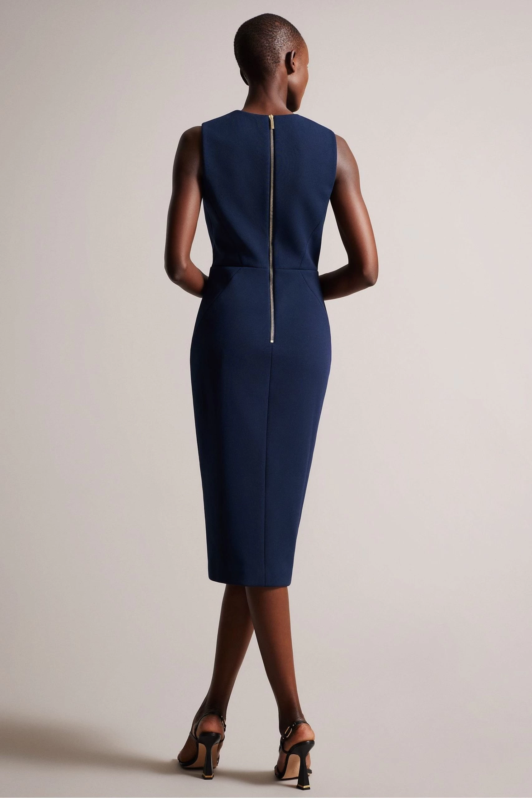 Ted Baker Navy Blue Tilolah Seam Detail Bodycon Dress 4 Ted Baker Navy Blue Tilolah Seam Detail Bodycon Dress - Image 2