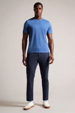 Ted Baker Blue Wilkin Short Sleeved Branded T-Shirt -Ted Baker Shop 174040s3