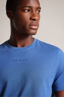 Ted Baker Blue Wilkin Short Sleeved Branded T-Shirt -Ted Baker Shop 174040s4