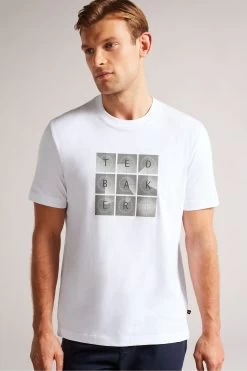 Ted Baker Farow White Short Sleeved Regular Fit Branded T-Shirt