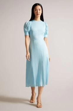 Ted Baker Sky Blue Azilea Puff Sleeve Midi Tea Dress 9 Ted Baker Sky Blue Azilea Puff Sleeve Midi Tea Dress -Ted Baker Shop 175385s3