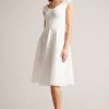 Ted Baker Annikaa White Off Shoulder Knit Bodice Dress -Ted Baker Shop 175593s