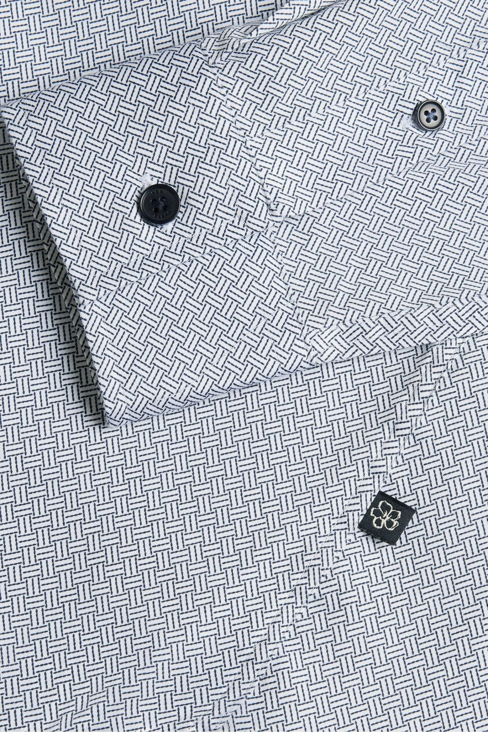 Ted Baker Blue Alham Long Sleeve Fine Geo Stretch Shirt 7 Ted Baker Blue Alham Long Sleeve Fine Geo Stretch Shirt - Image 5