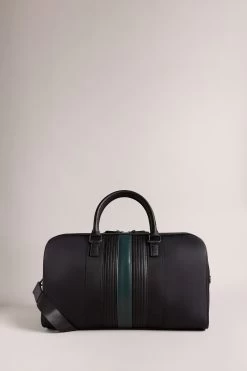 Ted Baker Rucks Black Core Twill Pu Striped Holdall