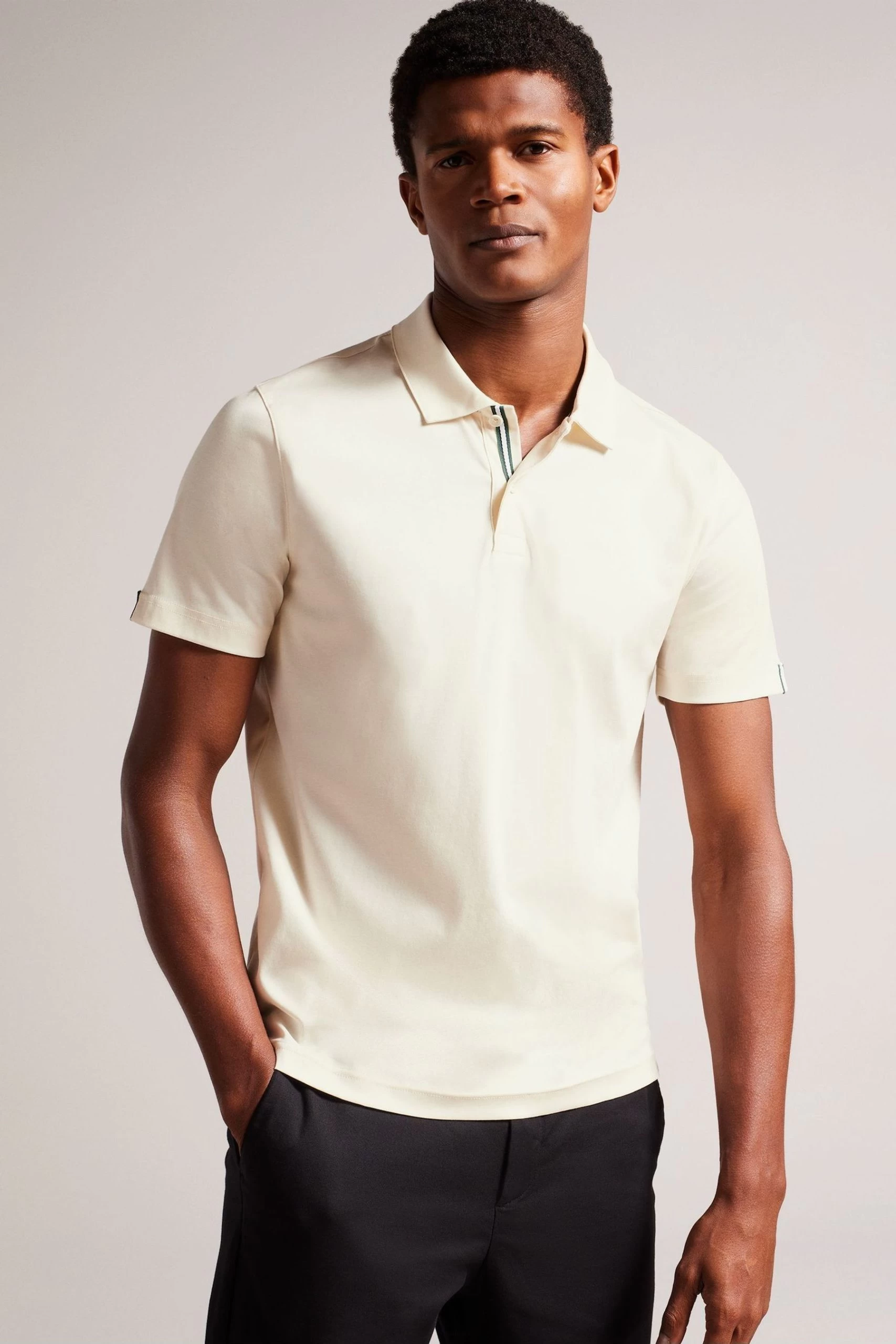 Ted Baker Zeiter Ecru Cream Short Sleeved Slim Soft Touch Polo Shirt 3 Ted Baker Zeiter Ecru Cream Short Sleeved Slim Soft Touch Polo Shirt