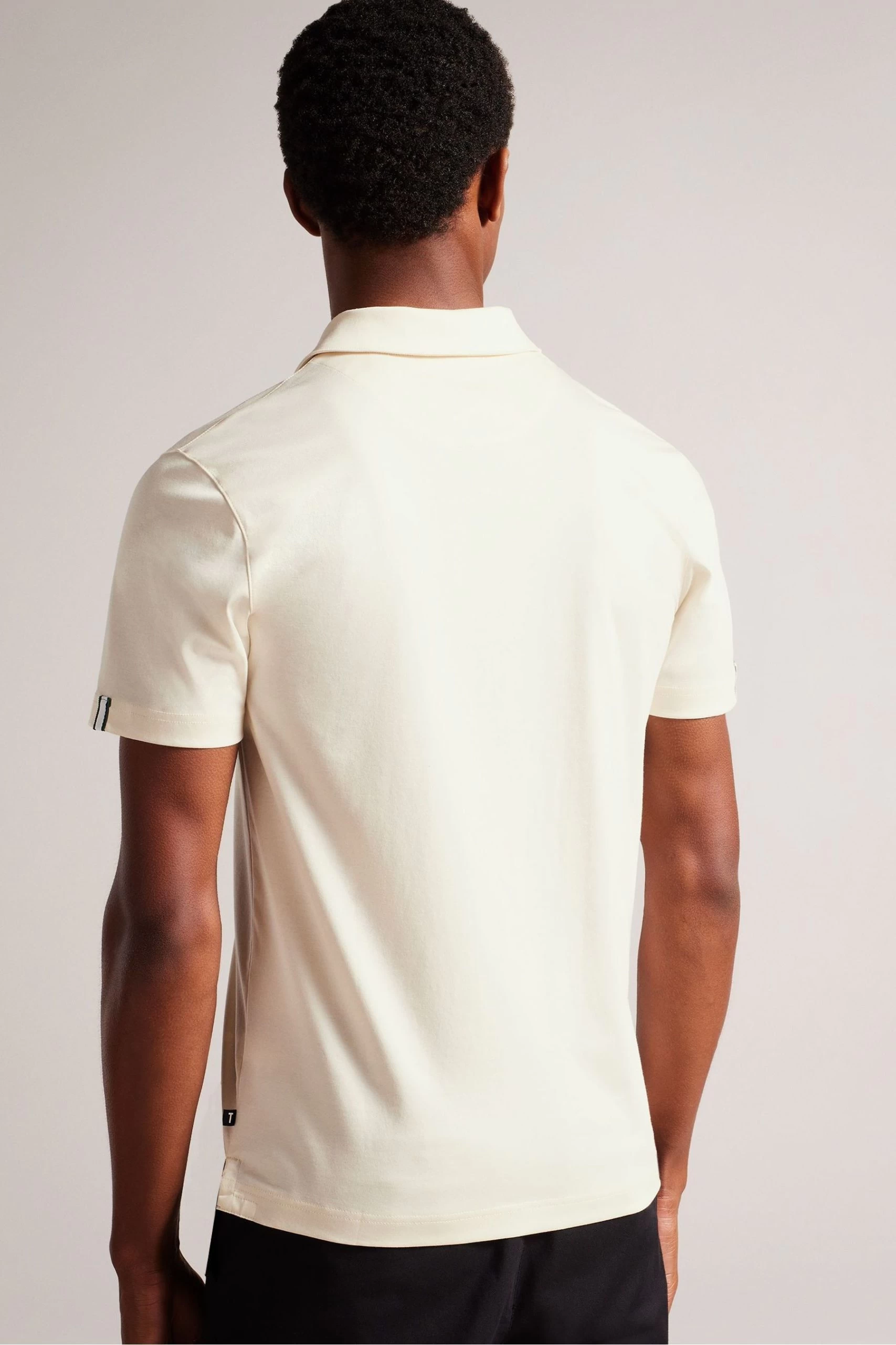 Ted Baker Zeiter Ecru Cream Short Sleeved Slim Soft Touch Polo Shirt 4 Ted Baker Zeiter Ecru Cream Short Sleeved Slim Soft Touch Polo Shirt - Image 2