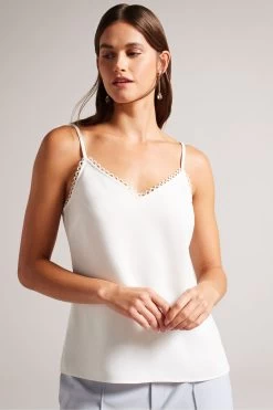Ted Baker Andreno White Strappy Cami With Rouleaux Trims