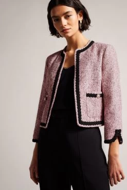 Ted Baker Pink Estiia Cropped Boucle Jacket