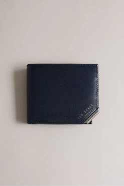 Ted Baker Blue Metal Corner Bifold Coin Wallet