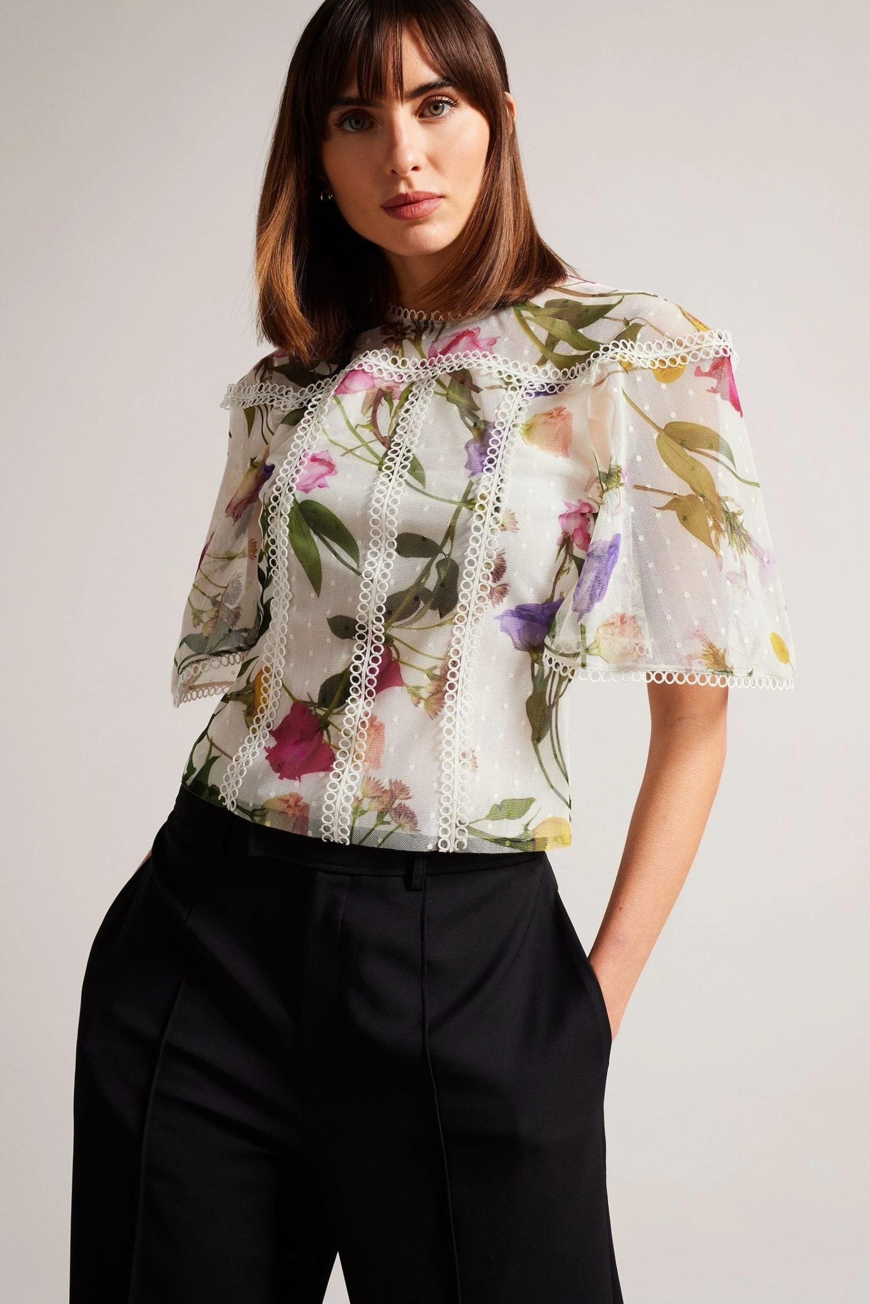 Ted Baker Arelln White High Neck Top With Lace Tapes 3 Ted Baker Arelln White High Neck Top With Lace Tapes