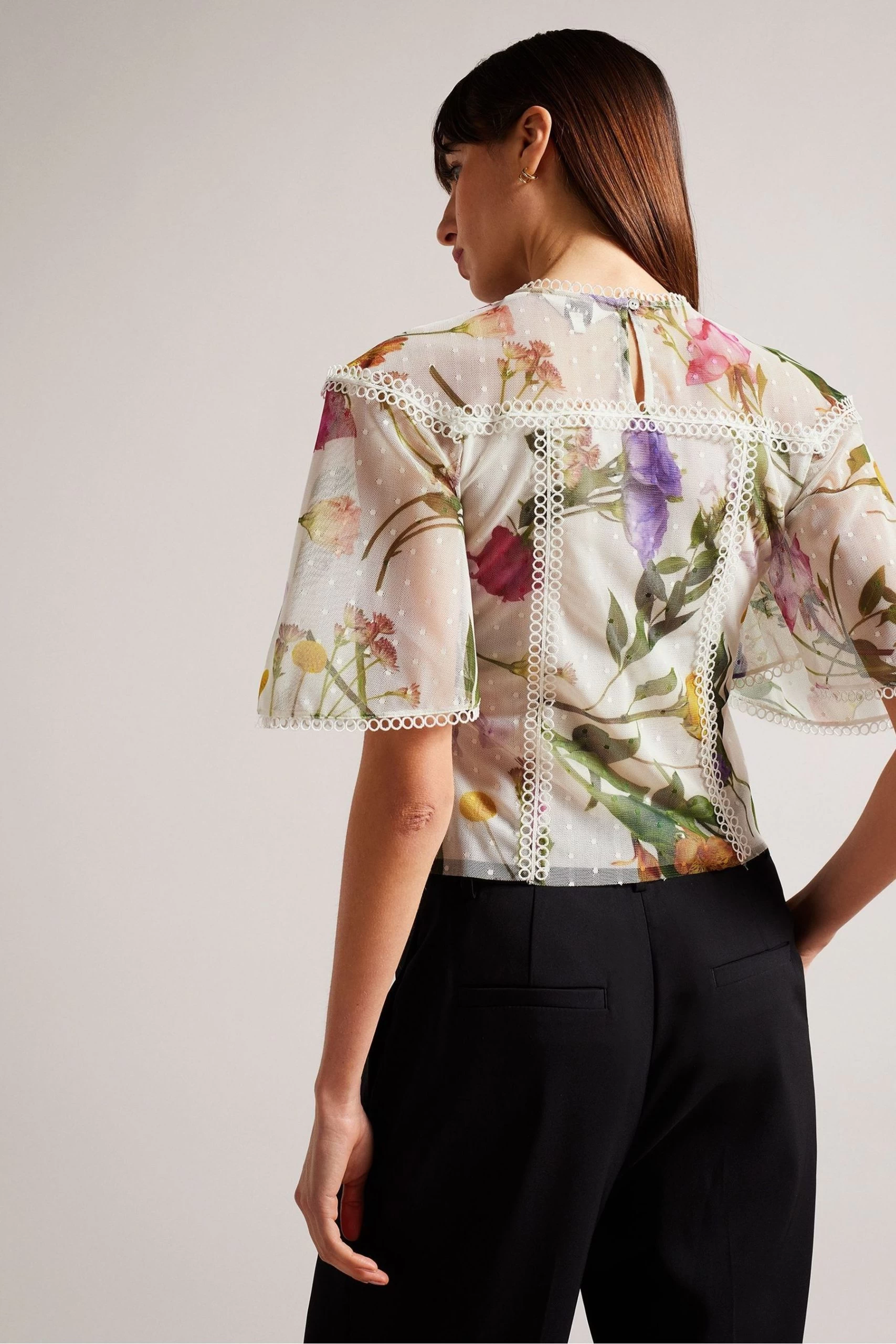 Ted Baker Arelln White High Neck Top With Lace Tapes 4 Ted Baker Arelln White High Neck Top With Lace Tapes - Image 2