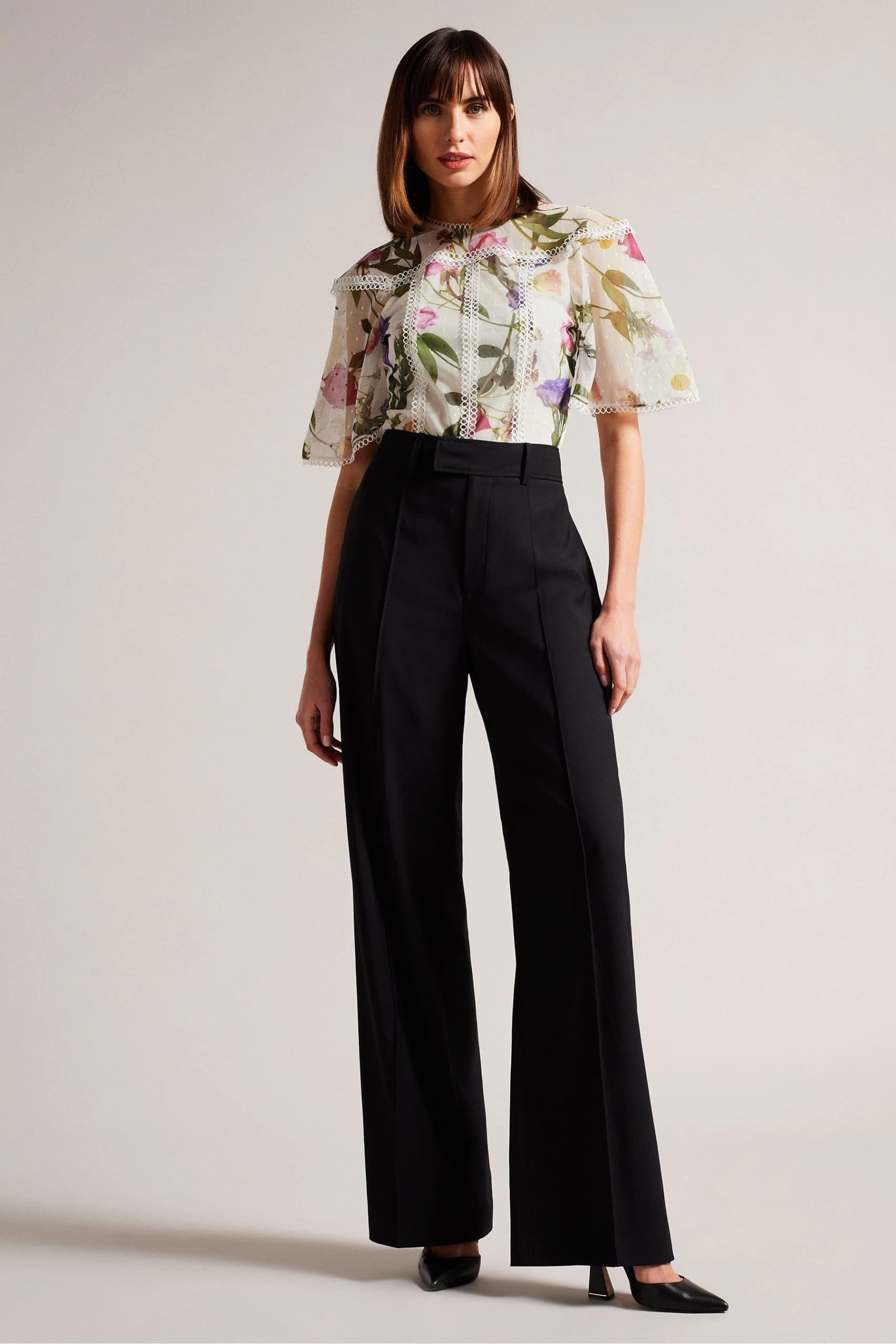 Ted Baker Arelln White High Neck Top With Lace Tapes 6 Ted Baker Arelln White High Neck Top With Lace Tapes - Image 4