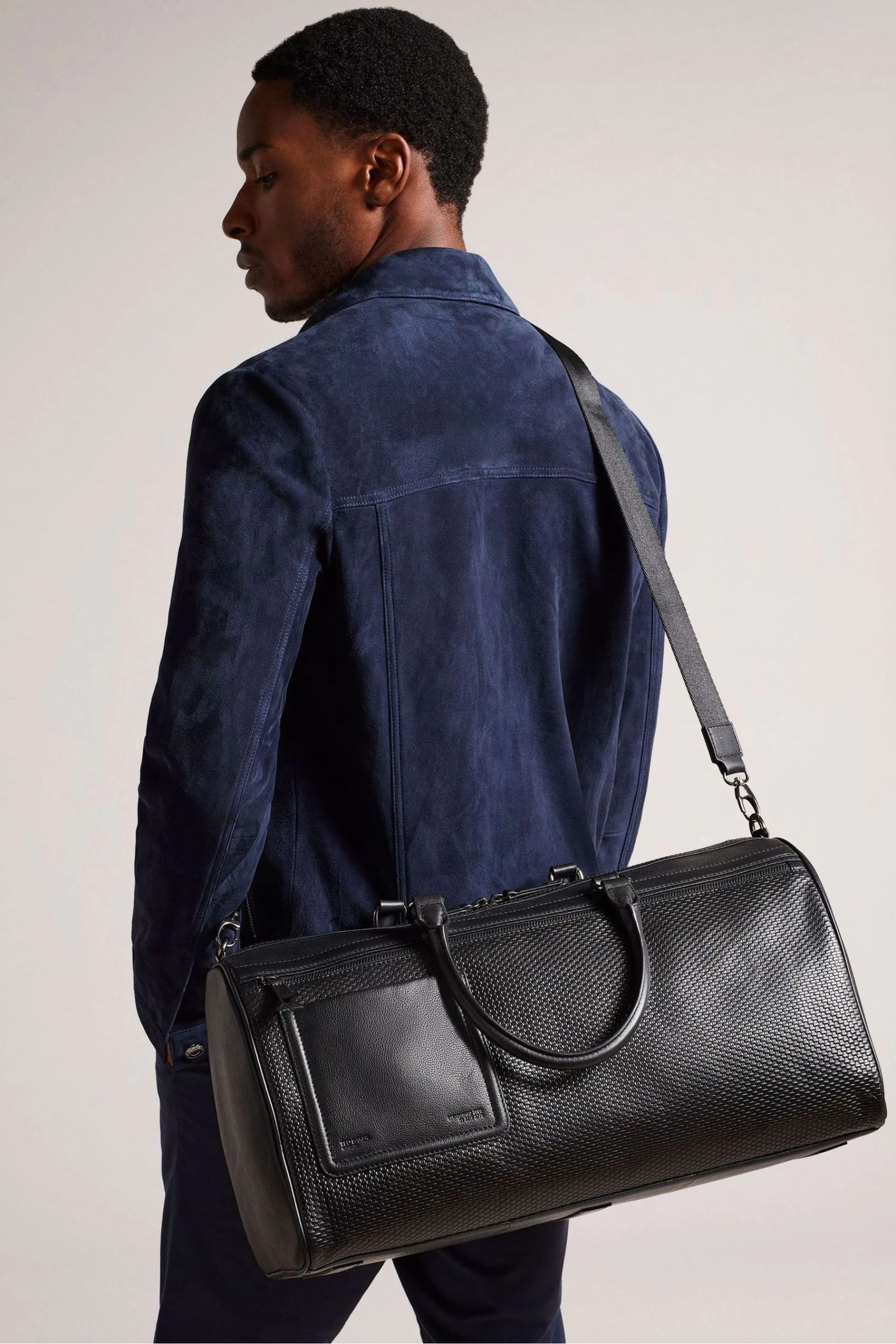 Ted Baker Canvay Black Texture Leather Holdall 6 Ted Baker Canvay Black Texture Leather Holdall - Image 4