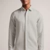 Ted Baker Natural Jasperr Long Sleeved Cotton Linen Shirt -Ted Baker Shop 194067s