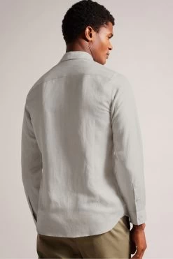 Ted Baker Natural Jasperr Long Sleeved Cotton Linen Shirt 8 Ted Baker Natural Jasperr Long Sleeved Cotton Linen Shirt -Ted Baker Shop 194067s2