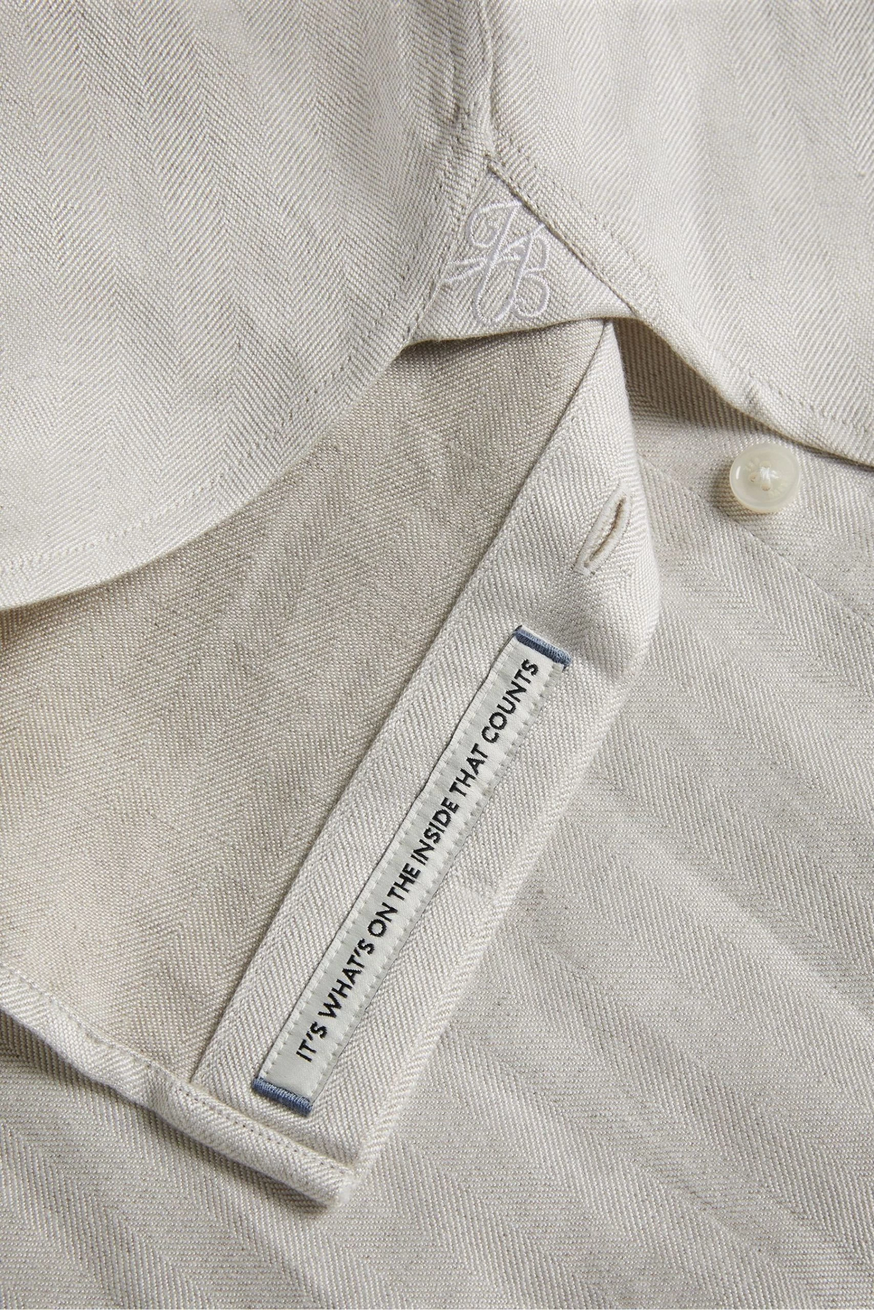 Ted Baker Natural Jasperr Long Sleeved Cotton Linen Shirt 7 Ted Baker Natural Jasperr Long Sleeved Cotton Linen Shirt - Image 5