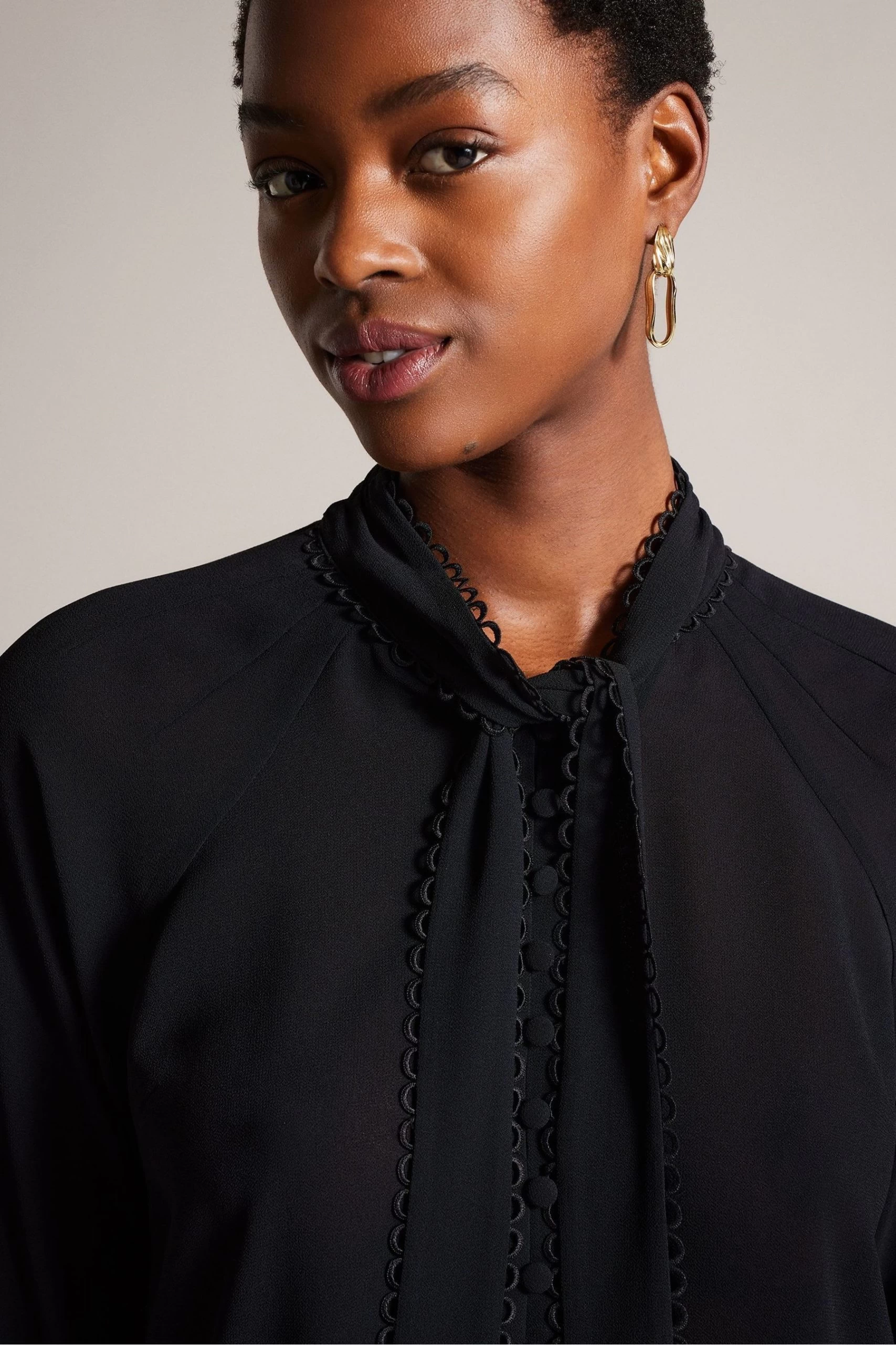 Ted Baker Julinaa Black Rouleaux Trim Detail Blouse 6 Ted Baker Julinaa Black Rouleaux Trim Detail Blouse - Image 4