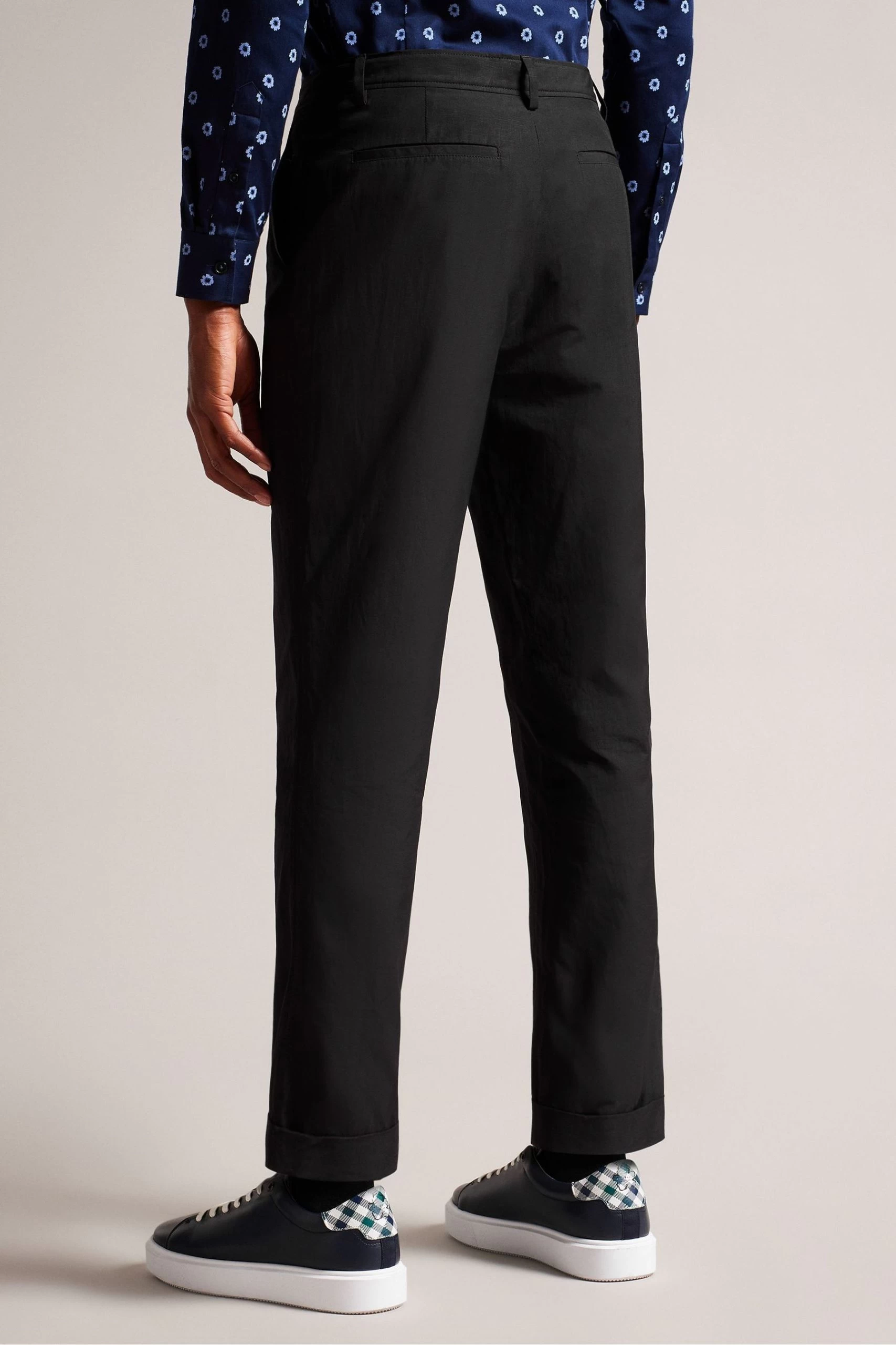 Ted Baker Slim Fit Cleevet Cotton Linen Black Trousers 4 Ted Baker Slim Fit Cleevet Cotton Linen Black Trousers - Image 2