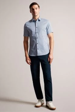 Ted Baker Blue Strisho Short Sleeve Geo Print Shirt 9 Ted Baker Blue Strisho Short Sleeve Geo Print Shirt -Ted Baker Shop 227356s3