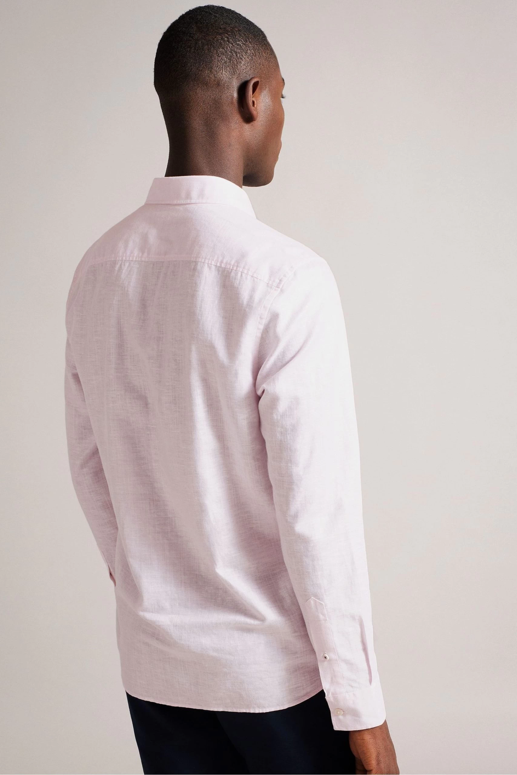 Ted Baker Pink Kingwel Long Sleeve Linen Shirt 4 Ted Baker Pink Kingwel Long Sleeve Linen Shirt - Image 2