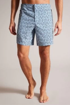 Ted Baker Blue Crabbe Geometric Swim Shorts