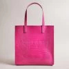 Ted Baker CROCCON Icon Large Mid Pink Croc Bag -Ted Baker Shop 253518 mid pink ted baker croccon icon large mid pink croc bag 1