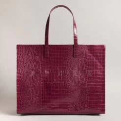 Ted Baker ALLICCON Icon Extra Large Deep Purple Croc Bag