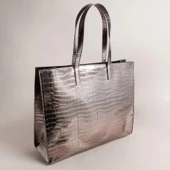 Ted Baker ALLICCON Icon Extra Large Gunmetal Croc Bag -Ted Baker Shop 253520 gunmetal ted baker alliccon icon extra large gunmetal croc bag 4