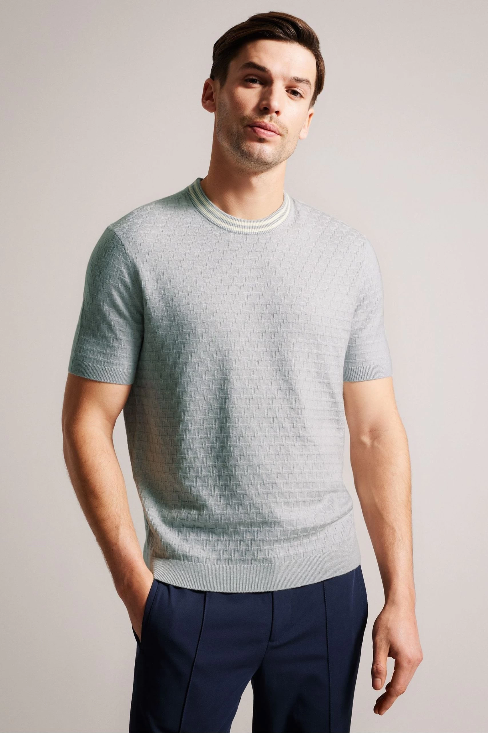 Ted Baker Grey Hanam Short Sleeved Regular T-Stitched T-Shirt 3 Ted Baker Grey Hanam Short Sleeved Regular T-Stitched T-Shirt