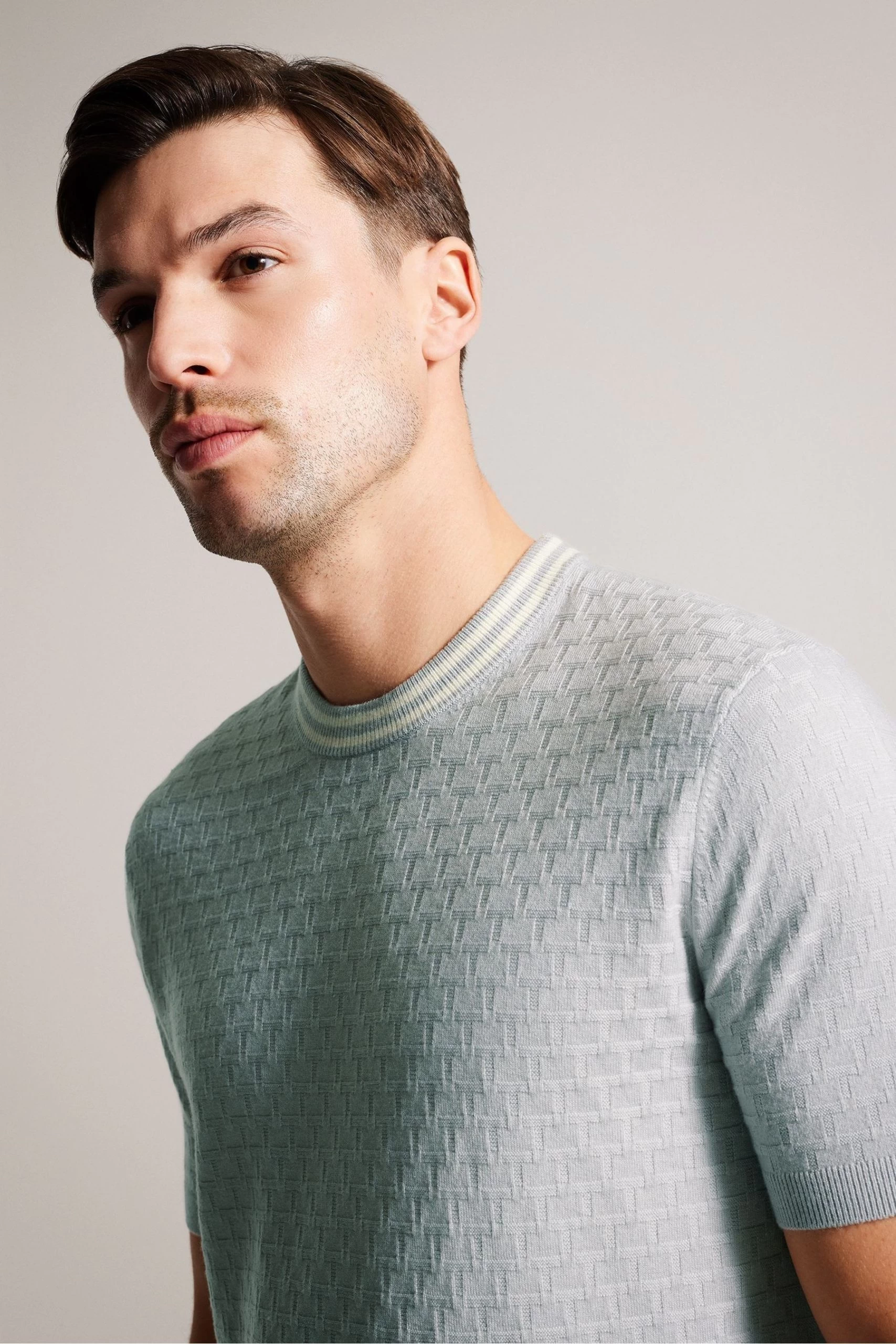 Ted Baker Grey Hanam Short Sleeved Regular T-Stitched T-Shirt 6 Ted Baker Grey Hanam Short Sleeved Regular T-Stitched T-Shirt - Image 4