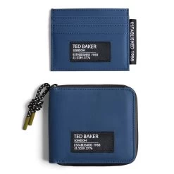 Ted Baker BENTCH Navy Blue Rubberised Wallet & Cardholder Gift Set