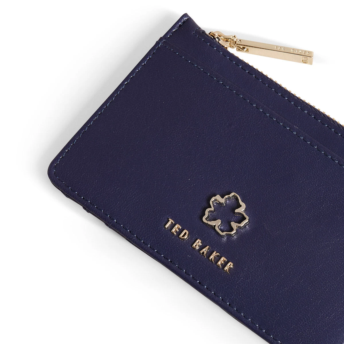 Ted Baker JORJIO Dark Blue Leather Flower Eyelet Zip Card Holder 5 Ted Baker JORJIO Dark Blue Leather Flower Eyelet Zip Card Holder - Image 3
