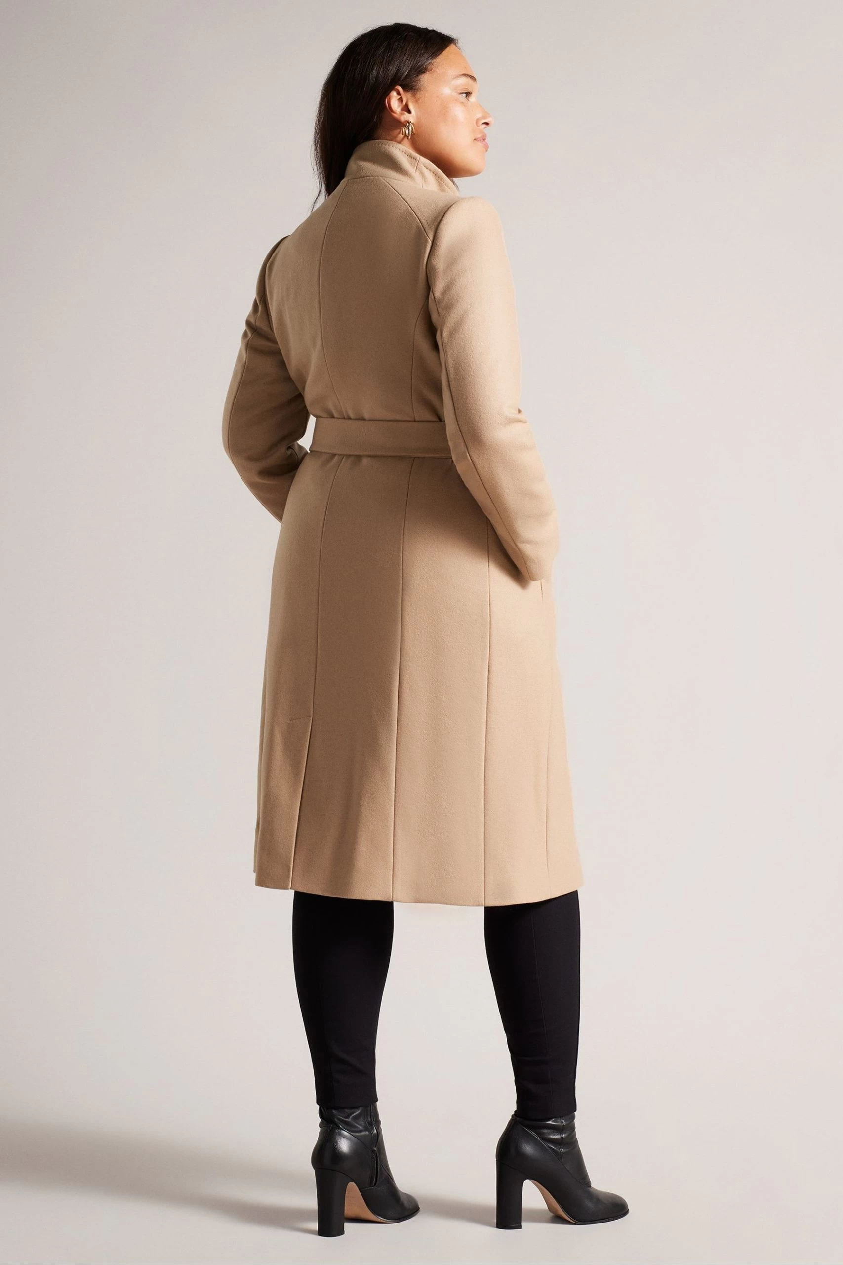 Ted Baker Rose Midi Wool Wrap Coat With Shoulder Panels 4 Ted Baker Rose Midi Wool Wrap Coat With Shoulder Panels - Image 2