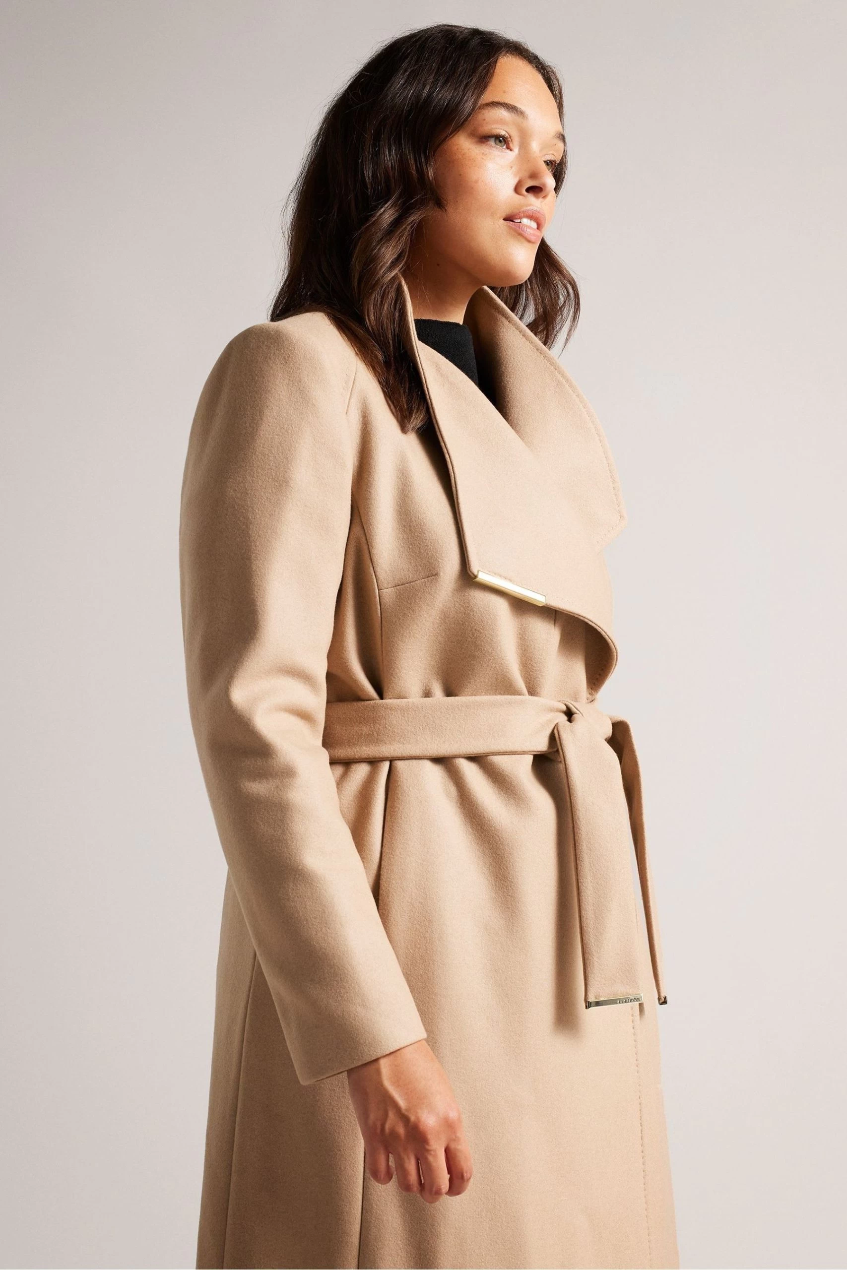 Ted Baker Rose Midi Wool Wrap Coat With Shoulder Panels 6 Ted Baker Rose Midi Wool Wrap Coat With Shoulder Panels - Image 4