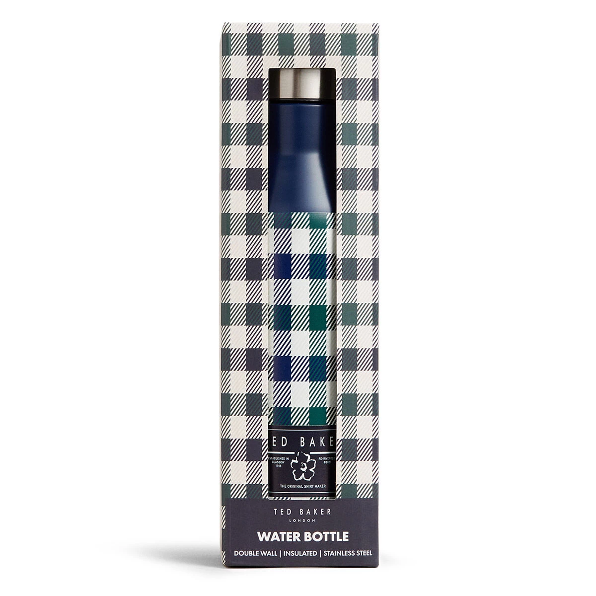 Ted Baker RONNE House Check Dark Blue Water Bottle 4 Ted Baker RONNE House Check Dark Blue Water Bottle - Image 2