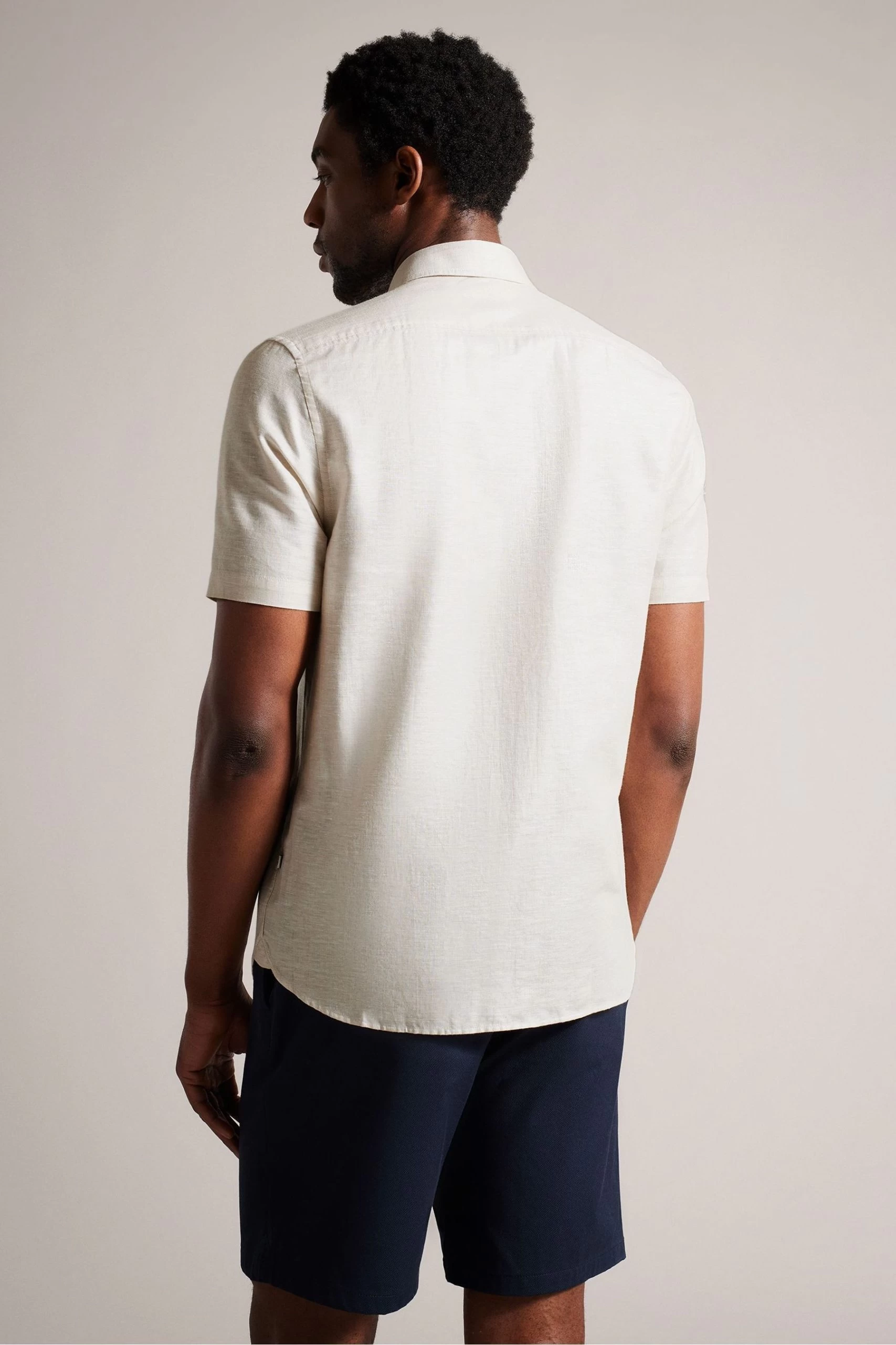 Ted Baker Cream Kingfrd Short Sleeve Linen Shirt 4 Ted Baker Cream Kingfrd Short Sleeve Linen Shirt - Image 2